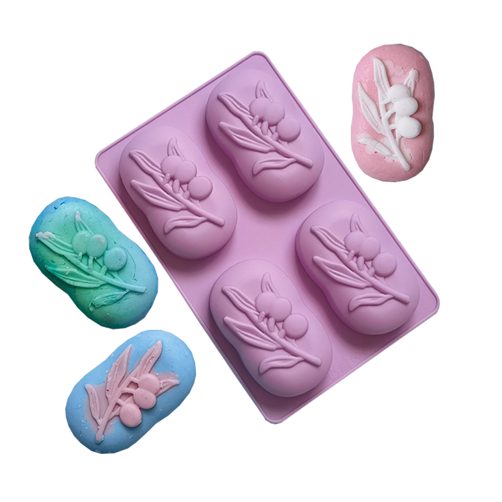 Soap Making Book For Beginners - 4 Cavities Oval Olive Tree Silicone