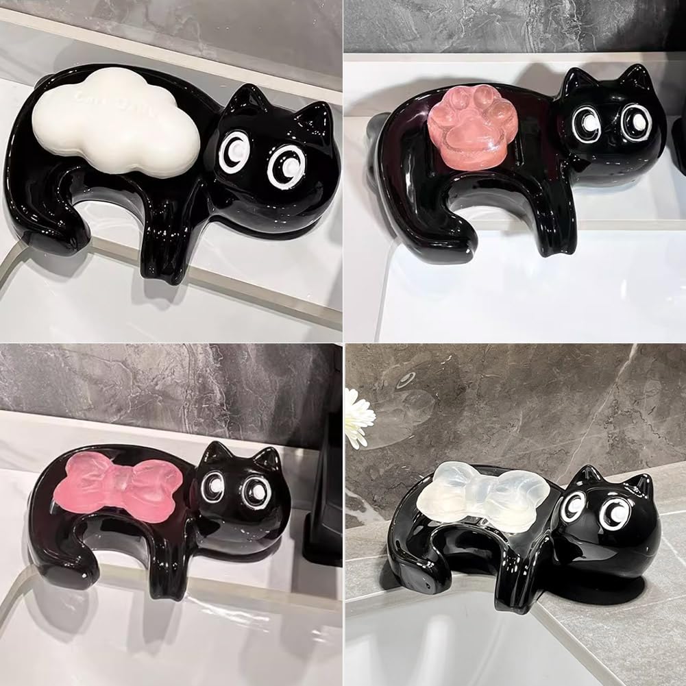 Cute Ceramic Soap Dish Cat Soa - Soap Making Box 评论和价格